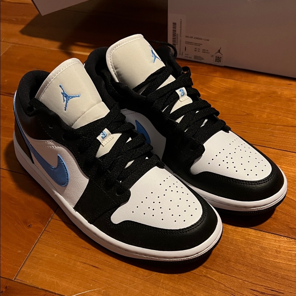 Nike Air Jordan Low Black and Light Blue Sneakers - Picture 2 of 10